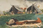 Winslow Homer Montagnais Indians (Making Canoes) (mk44) oil painting artist